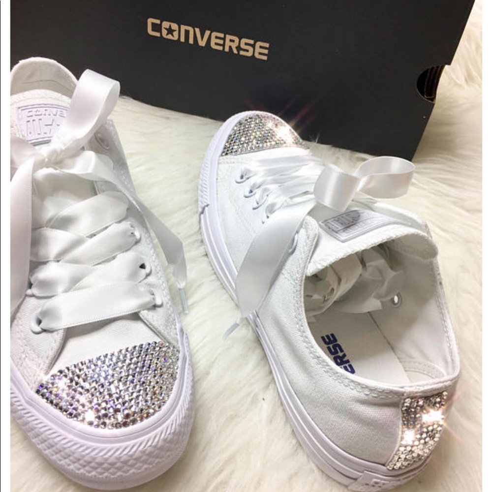 Swarovski Crystal CONVERSE Bling Wedding sneakers - Picture 2 of 6